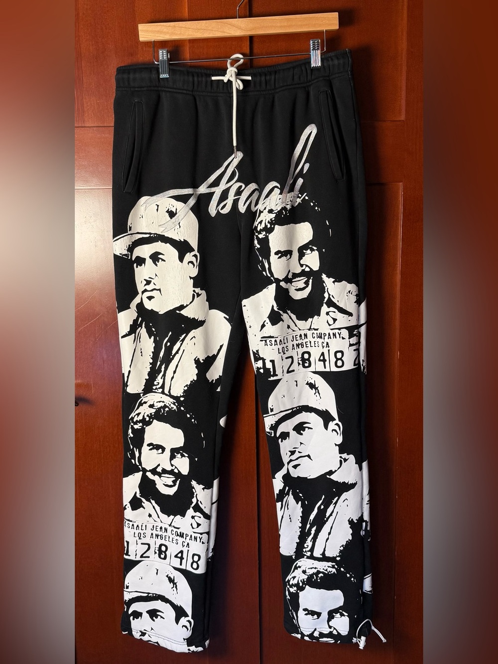 Asaali Oreo Cartel Sweatpants Black & White Mugshot Graphics Size XXL